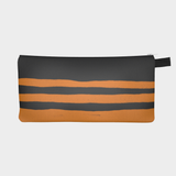 graphic cheddar yellow and black zipper pouch is lined with denim