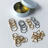 40 Stitch Marker Set - Mixed Metallic gold and silver in modern shapes - snag-free knitting