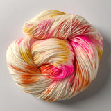 "Confetti Cake" Hand Dyed Sock Yarn with pink, orange, yellow, and peach