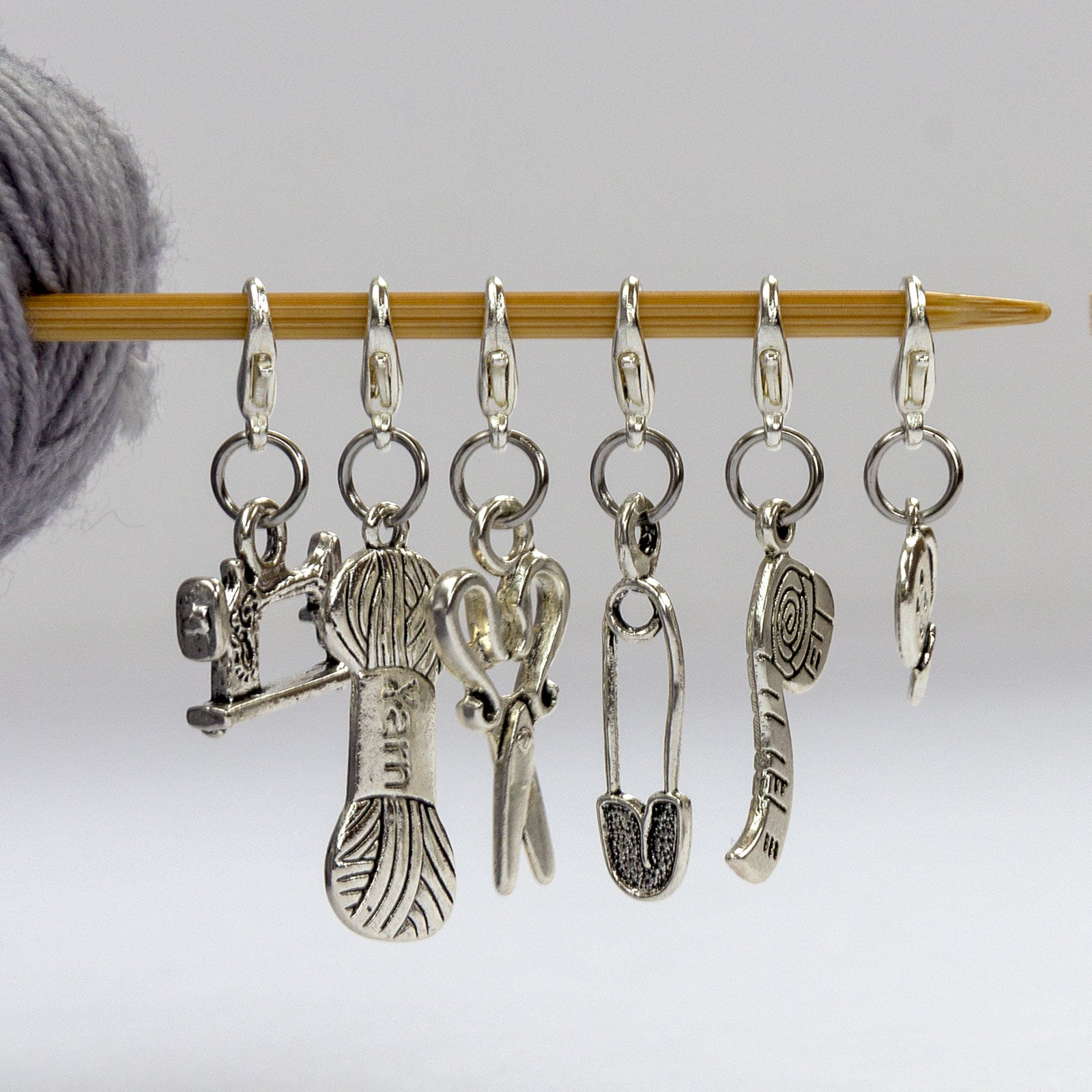 set of six lobster clasp charm progress keepers or zipper pulls