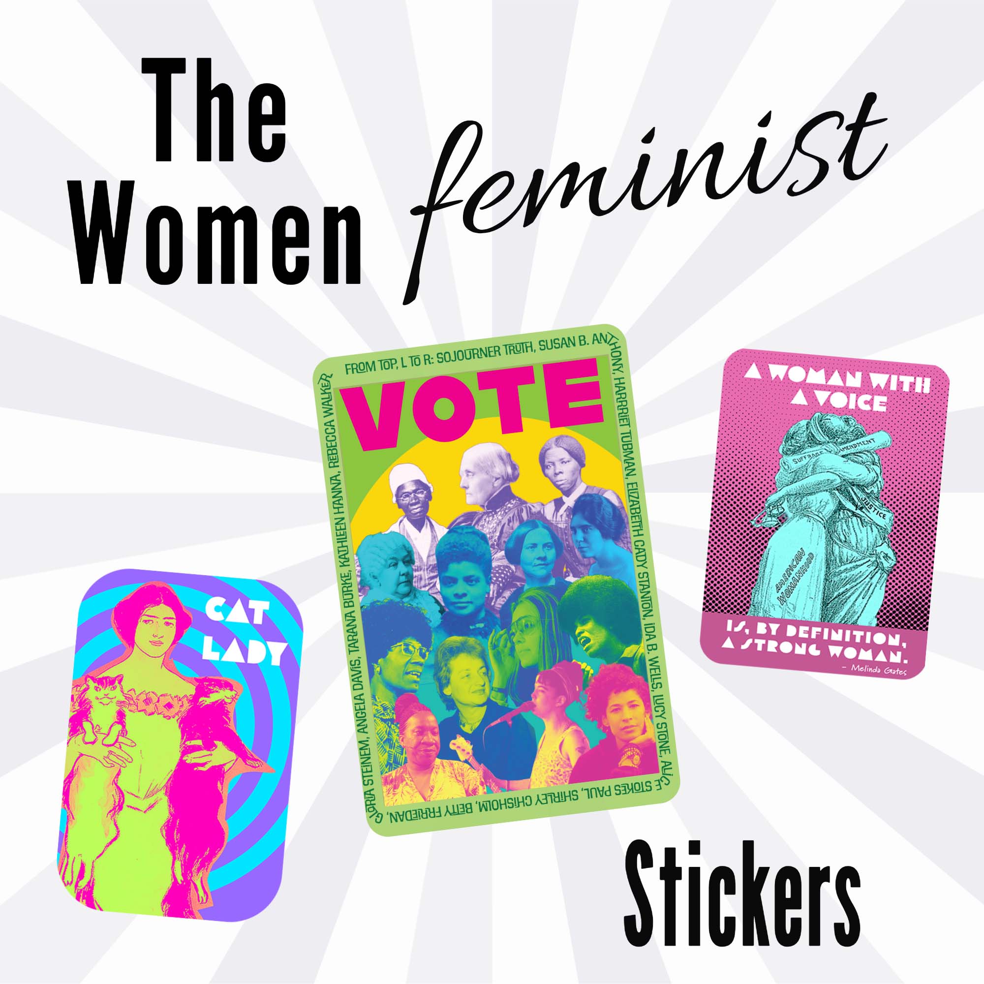 Iconic Feminist Women Sticker Series celebrating equality activism ...