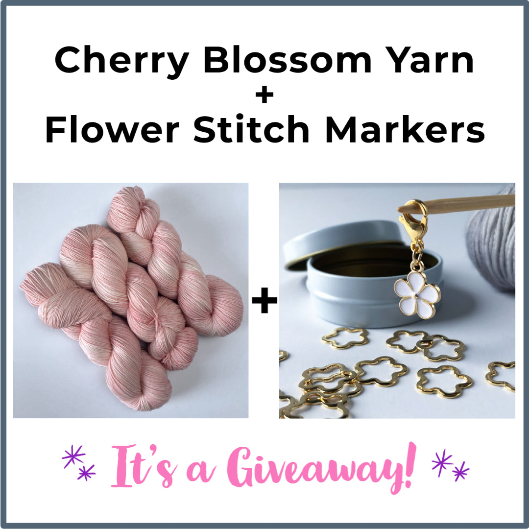 It's a Giveaway! Pink Yarn + Flower Stitch Markers