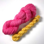 pretty in pink merino plus a butterscotch yellow mini skein