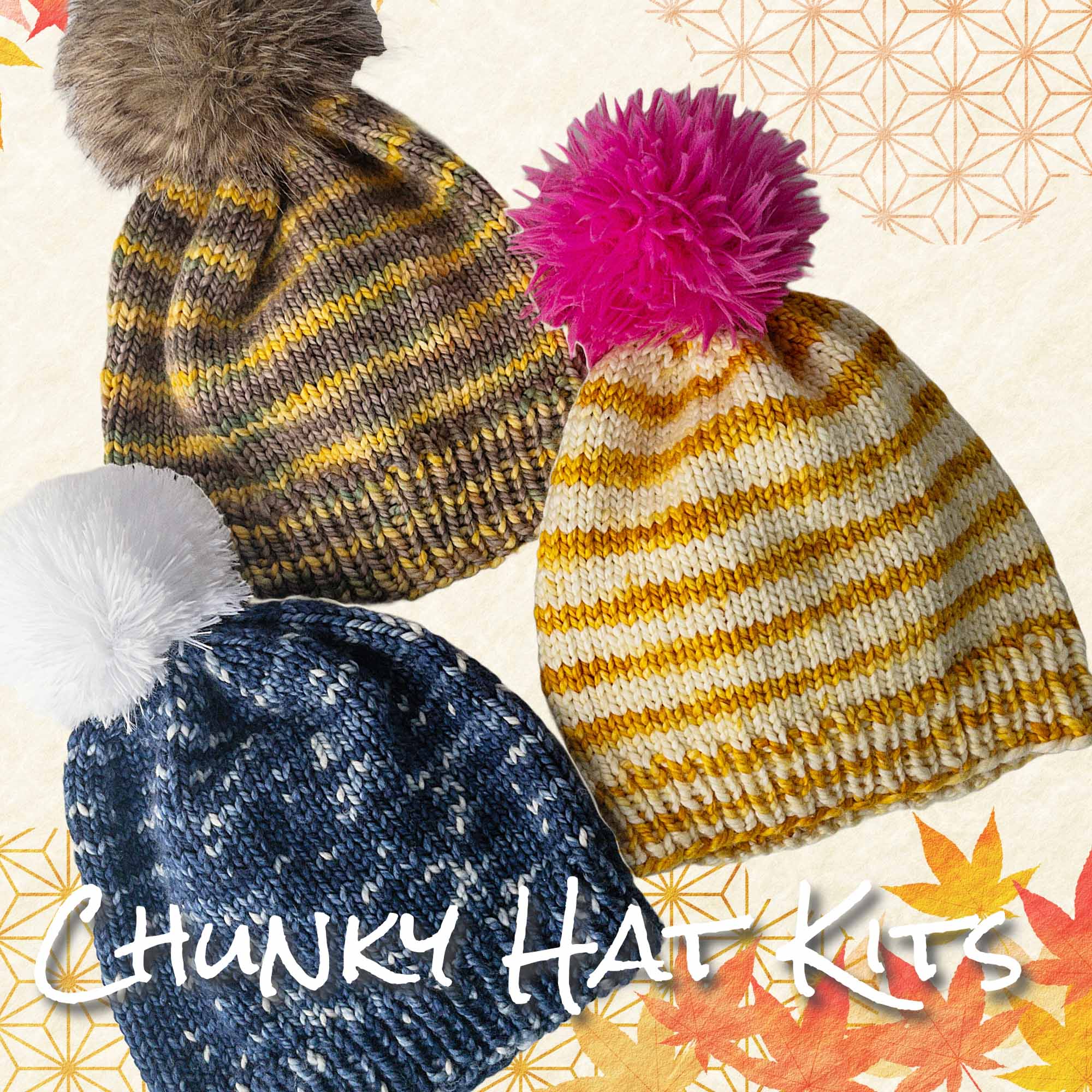 Chunky Hat Knitting Kit Hand-dyed bulky merino yarn and an easy