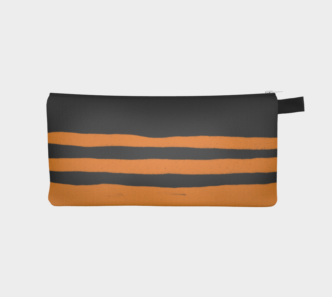 graphic cheddar yellow and black zipper pouch is lined with denim