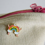 rainbow pin on canvas pouch 