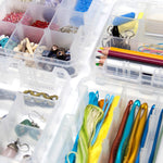 Craft Storage Boxes filled with Beads, Sewing Notions and Art Supplies