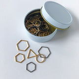 40 Stitch Marker Set - Mixed Metallic gold and silver in modern shapes - snag-free knitting