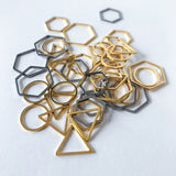 40 Stitch Marker Set - Mixed Metallic gold and silver in modern shapes - snag-free knitting