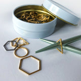 40 Stitch Marker Set - Mixed Metallic gold and silver in modern shapes - snag-free knitting