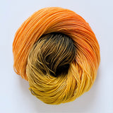 Gorgeous fall forest colorway - sock yarn in brown,  yellow gold, and orange
