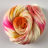 "Confetti Cake" - Buy one skein or BUNDLE and save - DK Sock Yarn (merino/nylon light worsted weight) - Hand Speckled in shades of pink, mustard and orange