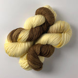 "Chocolate Cream" Merino Wool Sock yarn - brown and vanilla with caramel yellow speckles