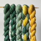 green, yellow and sage mini-skein set of five
