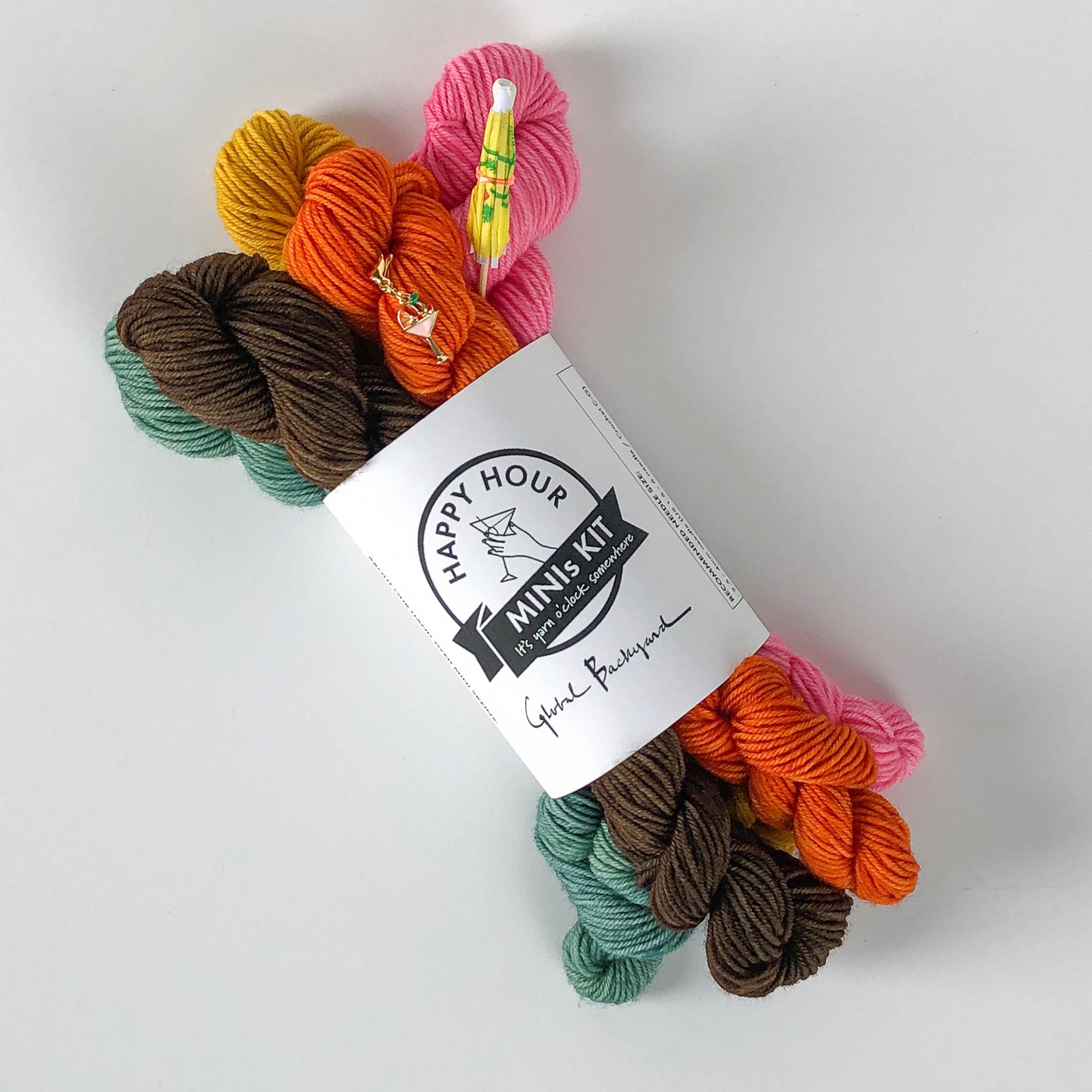 mini-skein set | global backyard | "bejeweled happy hour Kit" with cocktail charm + drink umbrella