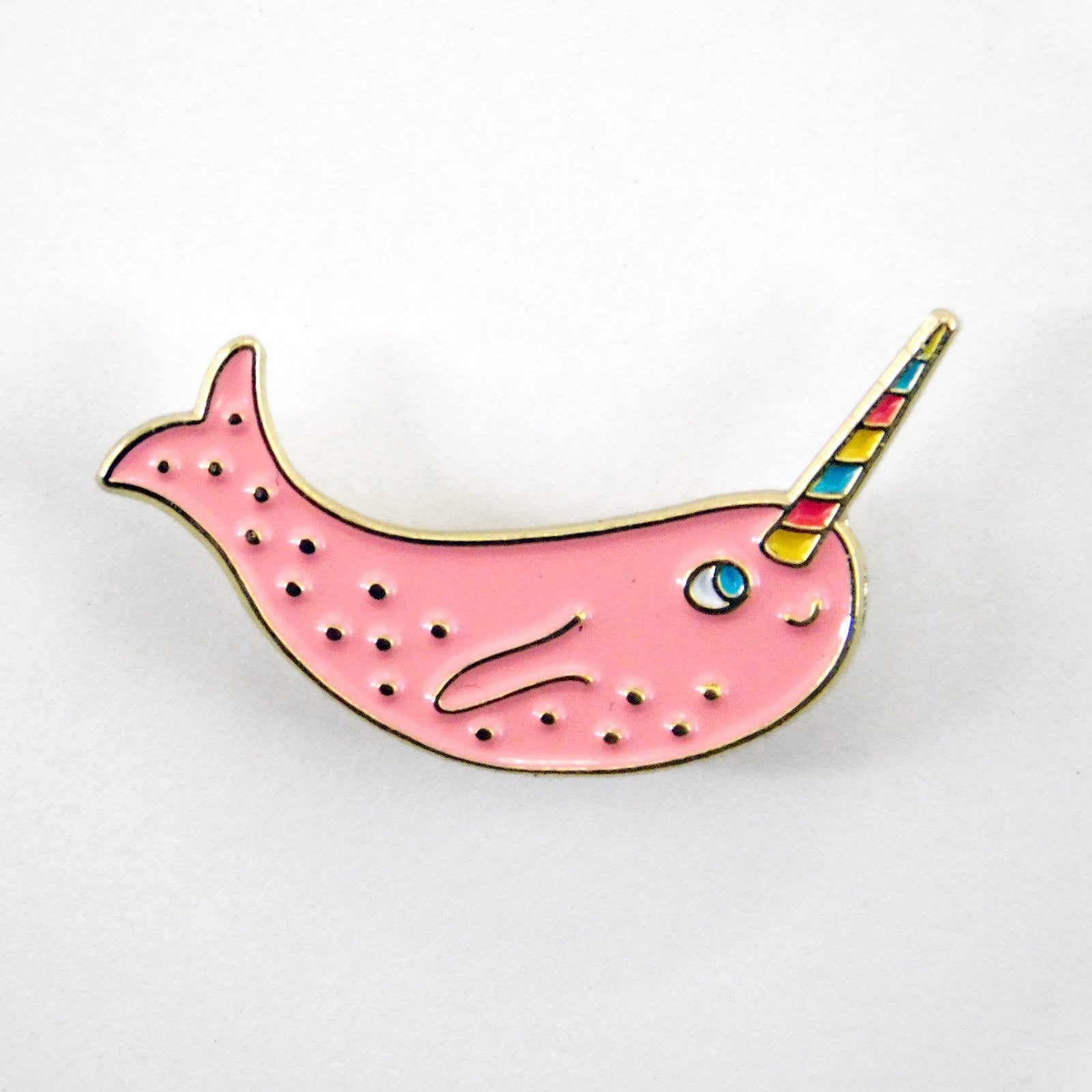 Pinl Narwhal gold enamel pin 