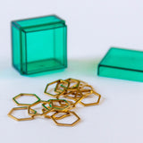 hexagon stitch marker set with sturdy modern acrylic storage box 