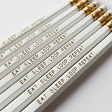 white and gold pencil set for knitters