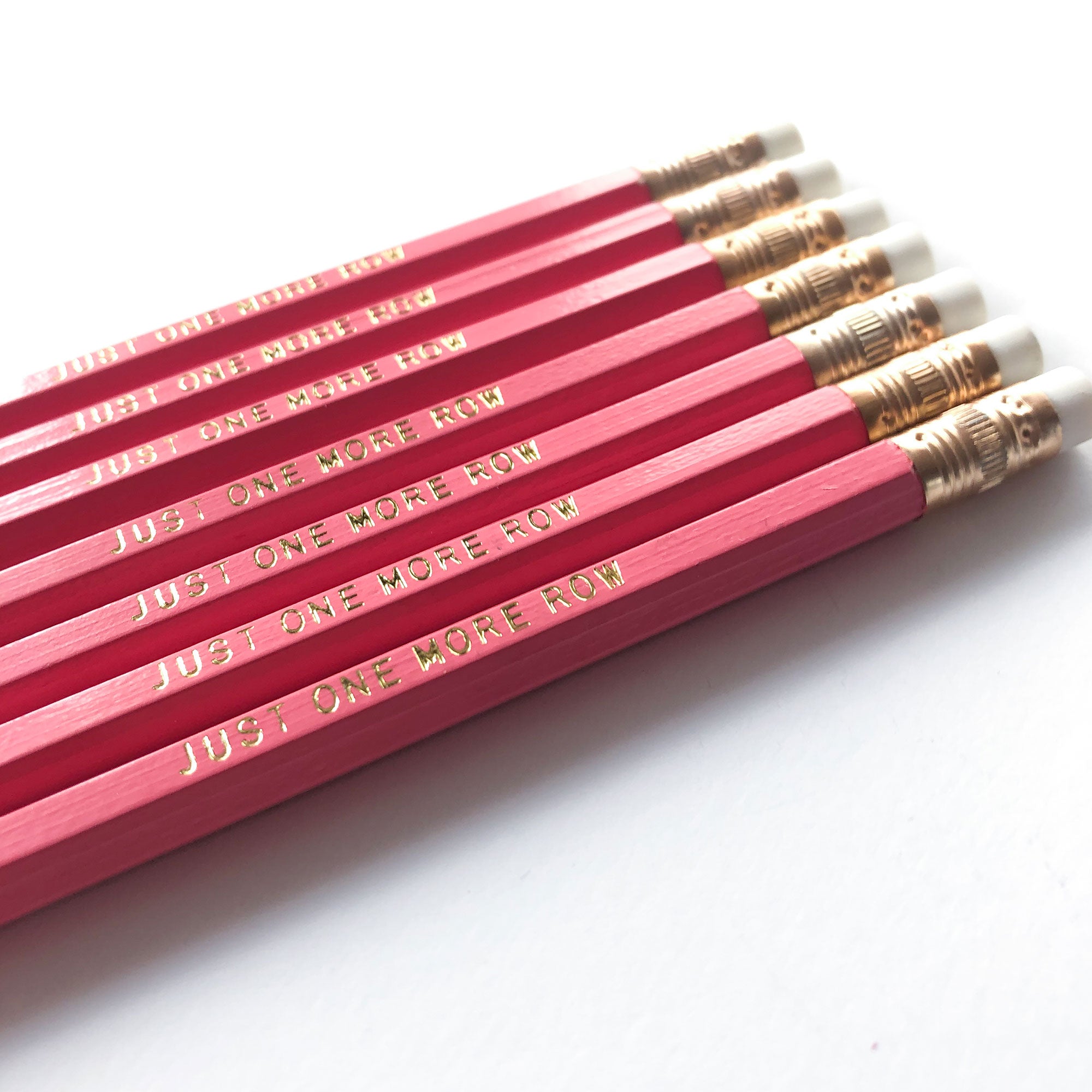 Bubblegum Pink set of "Just one more row" pencils