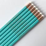 Yarned and Dangerous Pencil Set in turqoise and gold