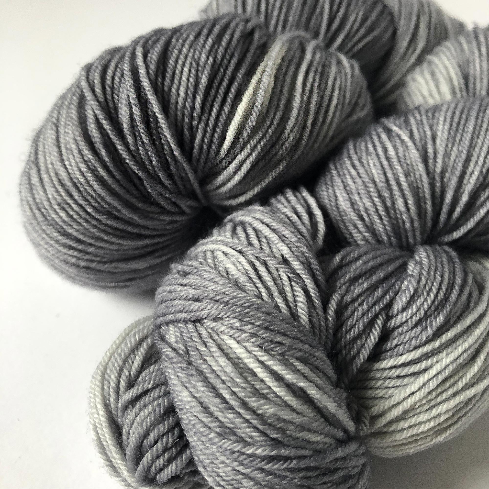 fingering weight merino/nylon silver gray set of three yarns