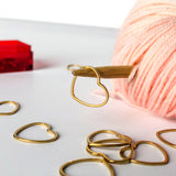 Metallic Heart-Shaped Stitch Markers in Gold with Red Storage Case
