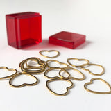 Metallic Heart-Shaped Stitch Markers in Gold with Red Storage Case