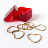 Metallic Heart-Shaped Stitch Markers in Gold with Red Storage Case