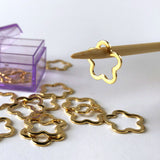 gold flower stitch marker set - snag-free knitting 