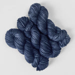 our chunky, bulky weight 100% merino yarn in tonal dark blue 