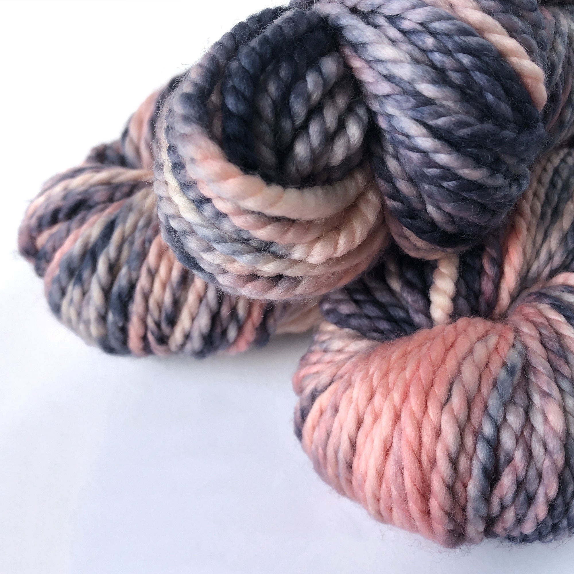 pink and denim blue 2-ply bulky weight artisan yarn