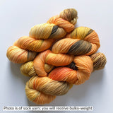 Bulky Variegated Yarn in shades of orange, yellow and brown - hand-dyed merino