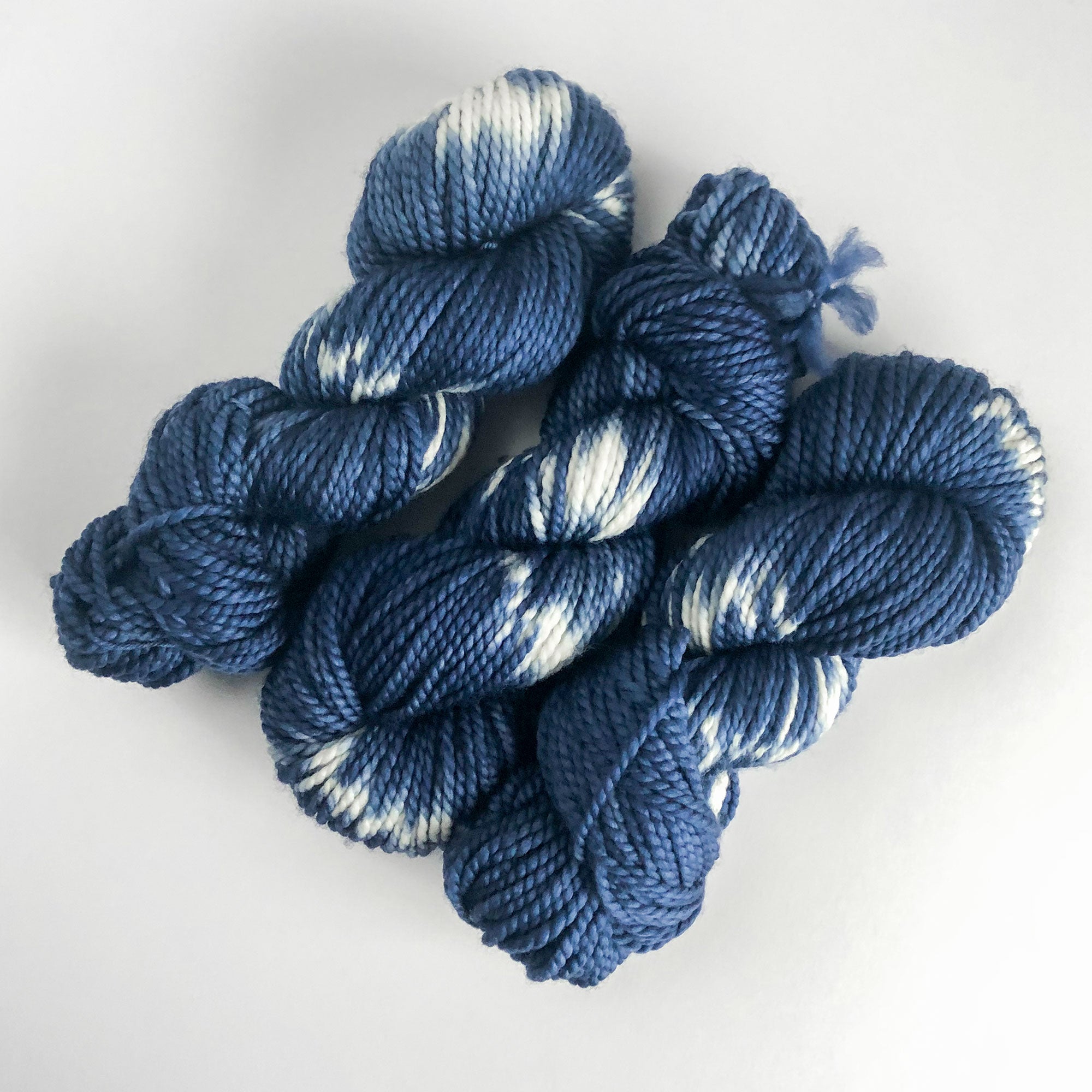 indigo shibori bulky hand dyed yarn