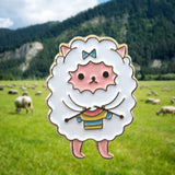 knitting sheep - "undercover kitty" lapel pin - enameled with gold