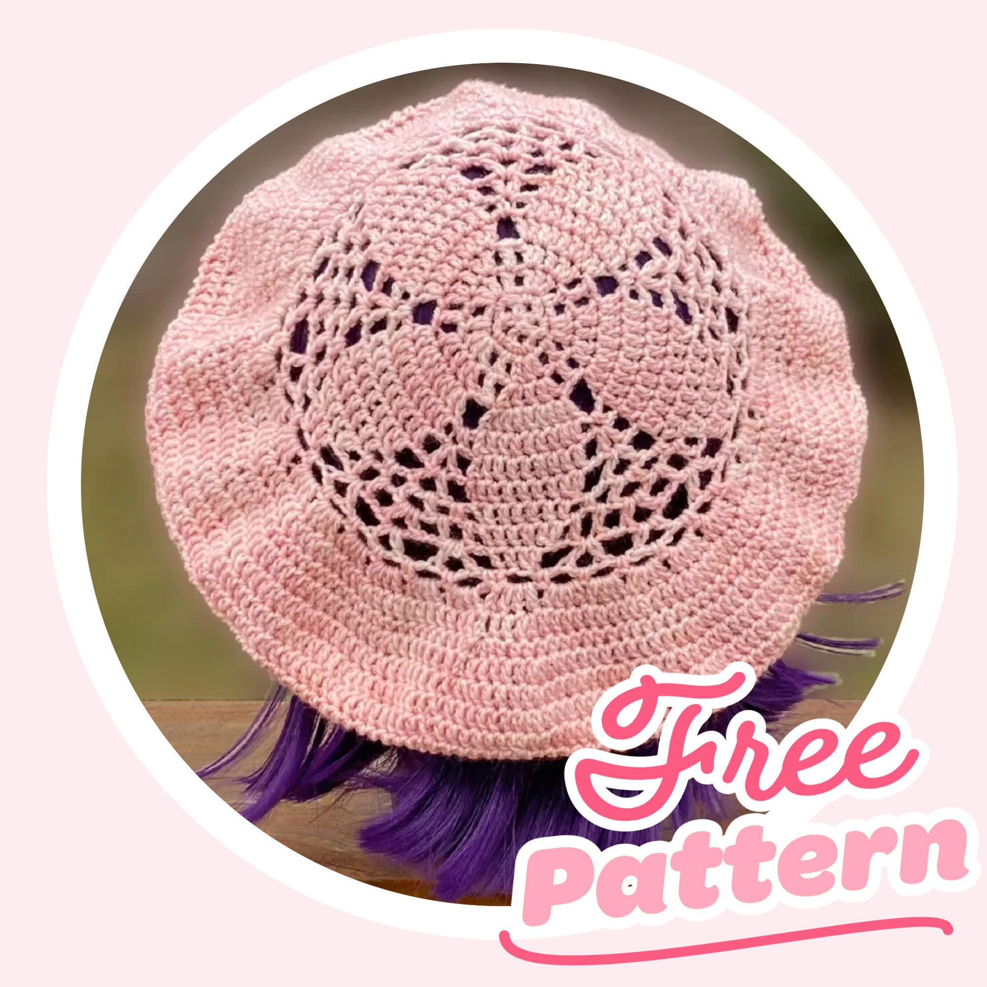 cherry blossom beret crochet pattern by stitches n scraps in cherry blossom hand dyed yarn from global backyard industries