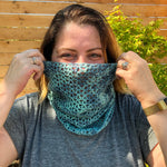 another look at the copenhagen cowl crochet pattern by fiber flux, made with global backyard surrf's up colorway